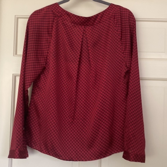 Red Black Blouse Long Sleeve M - Picture 9 of 9
